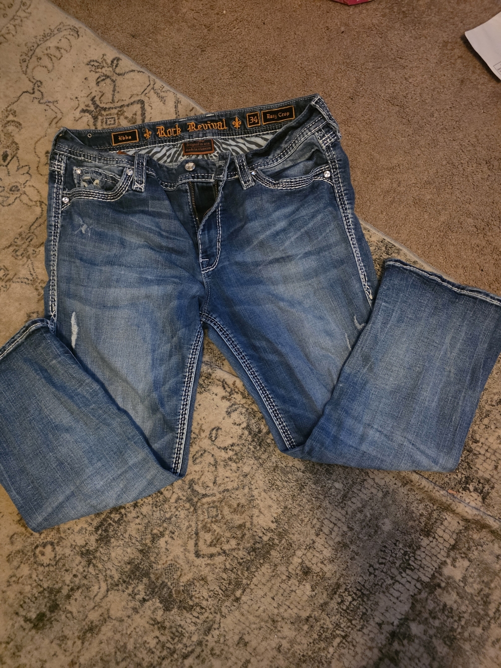 Rock Revival Women's Slim Straight Blue Distressed Jeans